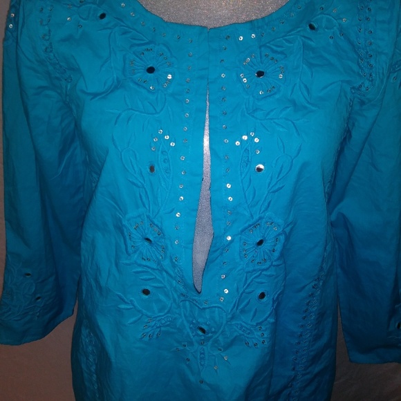 🍂🍁Calypso St. Barth Embroidery Shirt 3/4Sleeves - Picture 4 of 8